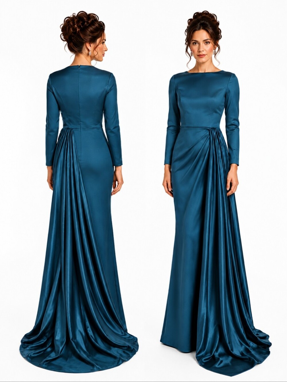 New LanTing deep emerald green satin Fairycore gown Luxe side sweep  NWT Sz M